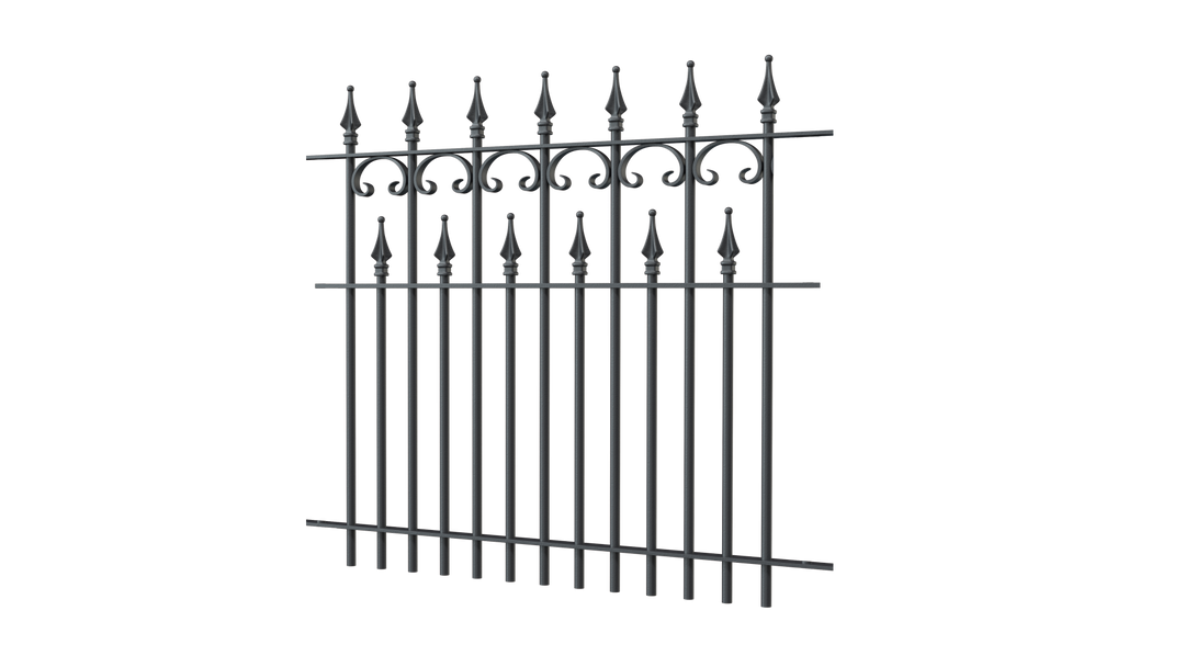 Zaun Lugano 96cm als 3D-Modell | Pulverbeschichtet anthrazit Zaun Lugano 96cm als 3D-Modell | Pulverbeschichtet anthrazit