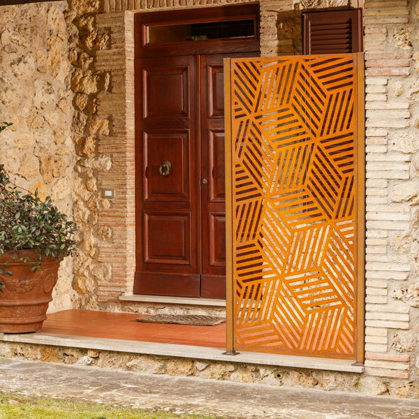 Sichtschutz Reno montiert | Cortenstahl