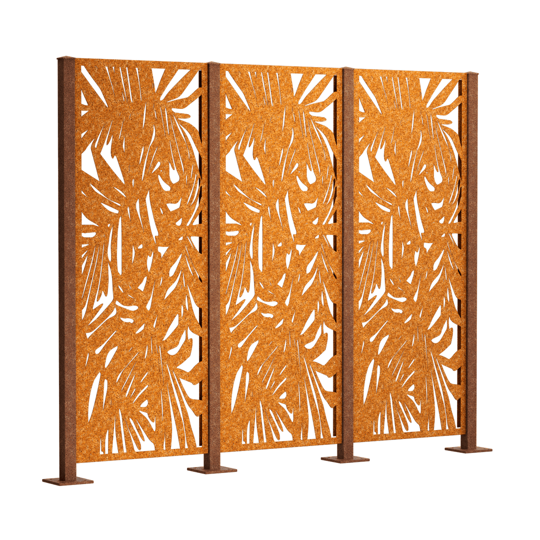 Metallsichtschutz Tanaro 3er Set zum Aufschrauben Modell | Cortenstahl Metallsichtschutz Tanaro 3er Set zum Aufschrauben Modell | Cortenstahl