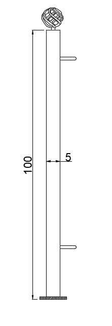 Technische Zeichnung Endpfosten mit Zirbel zum Aufschrauben