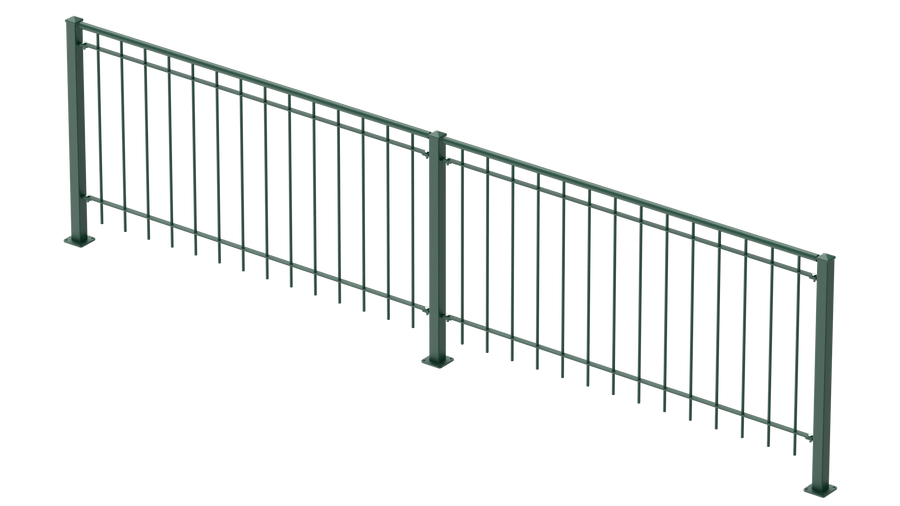 Geländer Ancona als 3D-Modell | Pulverbeschichtet Sonderfarbe RAL 6005 Moosgrün