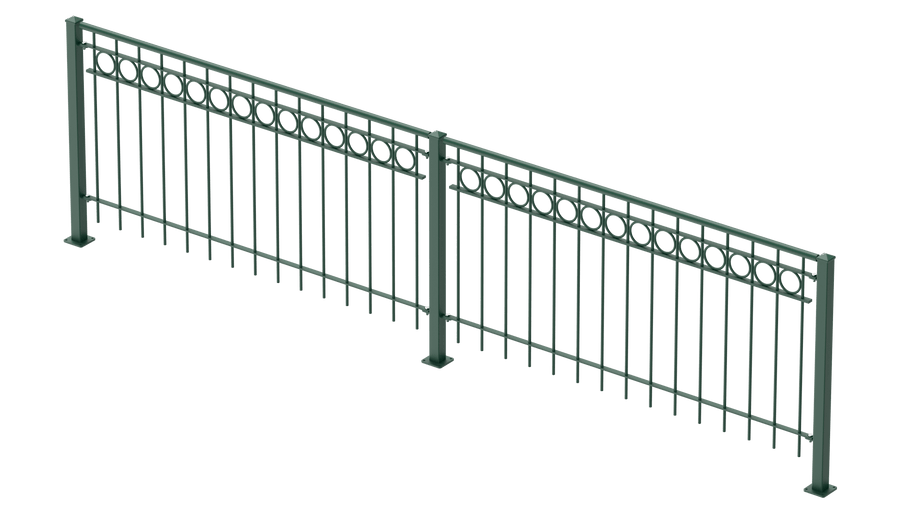 Geländer Belluno als 3D-Modell | Pulverbeschichtet Sonderfarbe RAL 6005 Moosgrün