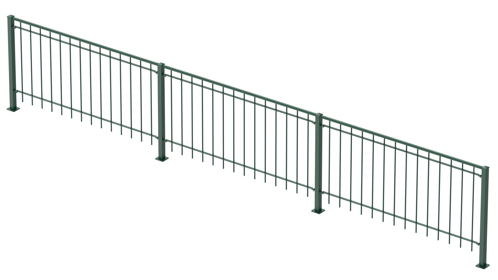 Geländer Ancona als 3D-Modell | Pulverbeschichtet Sonderfarbe RAL 6005 Moosgrün
