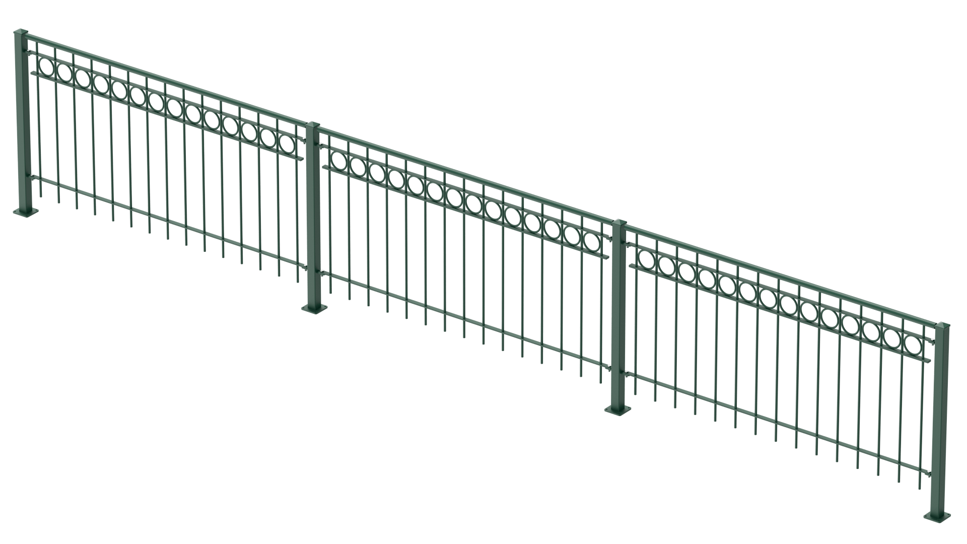 Geländer Belluno als 3D-Modell | Pulverbeschichtet Sonderfarbe RAL 6005 Moosgrün