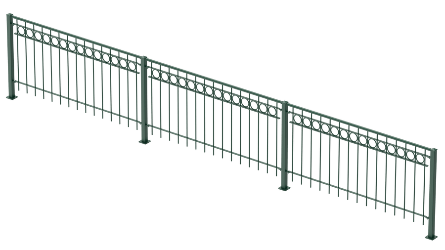 Geländer Belluno als 3D-Modell | Pulverbeschichtet Sonderfarbe RAL 6005 Moosgrün