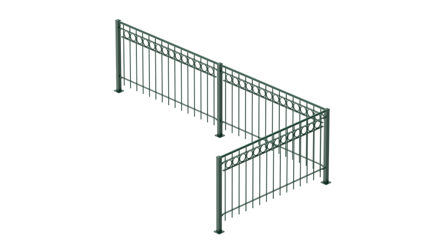 Geländer Belluno als 3D-Modell | Pulverbeschichtet Sonderfarbe RAL 6005 Moosgrün
