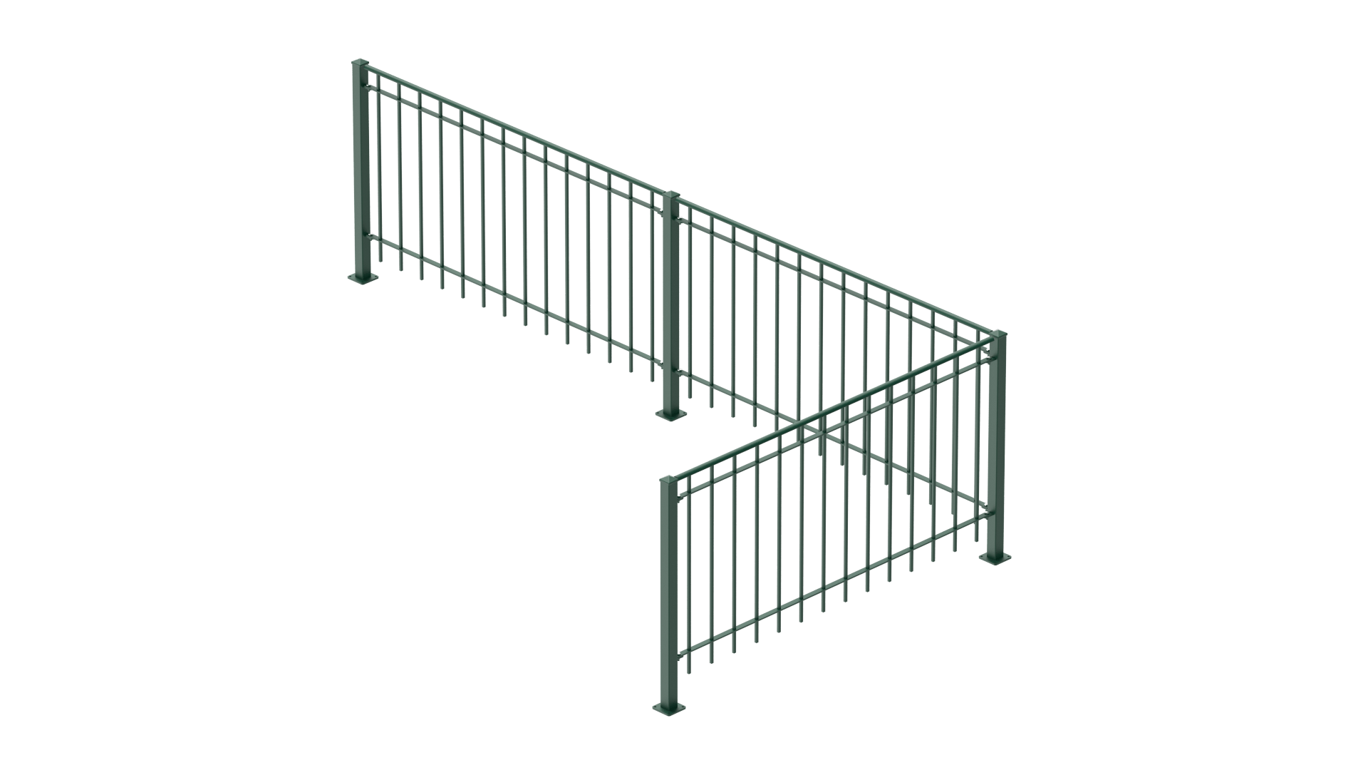 Geländer Padua als 3D-Modell | Pulverbeschichtet Sonderfarbe RAL 6005 Moosgrün