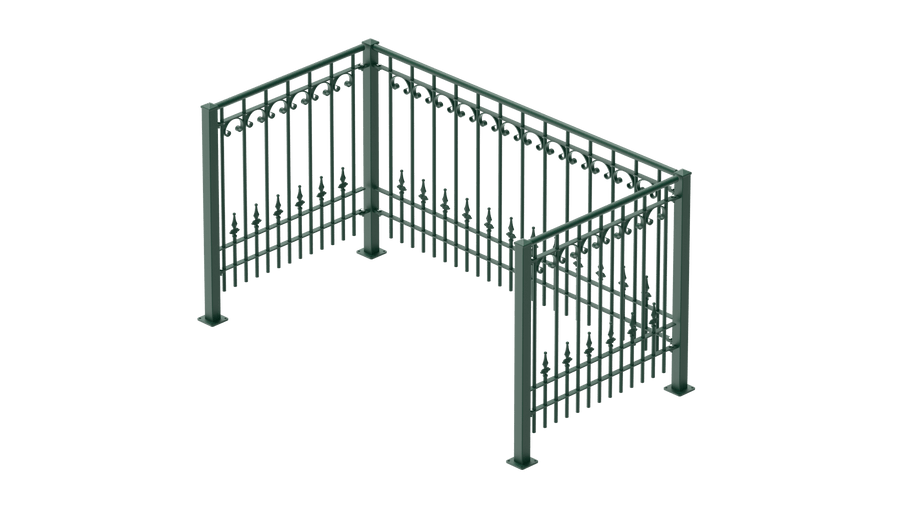 Geländer Lucca als 3D-Modell | Pulverbeschichtet Sonderfarbe RAL 6005 Moosgrün
