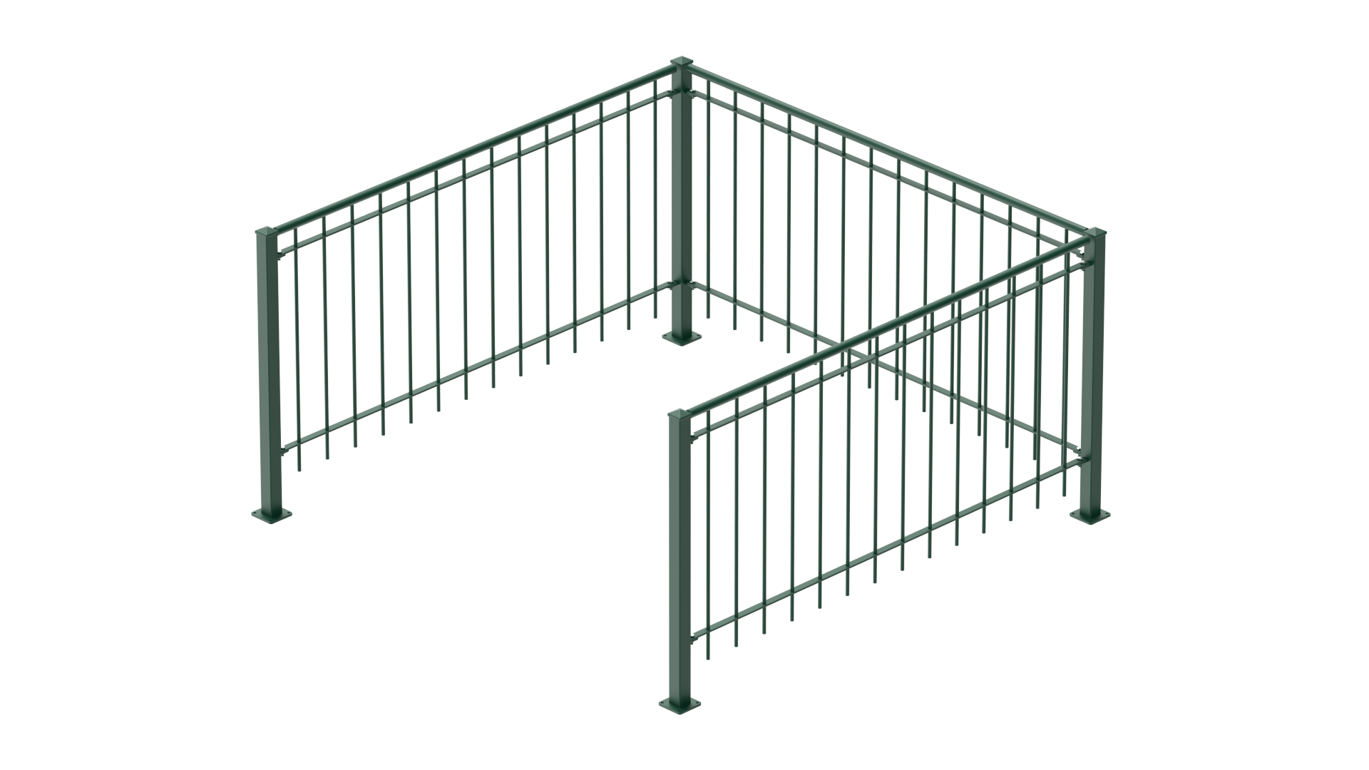 Geländer Ancona als 3D-Modell | Pulverbeschichtet Sonderfarbe RAL 6005 Moosgrün