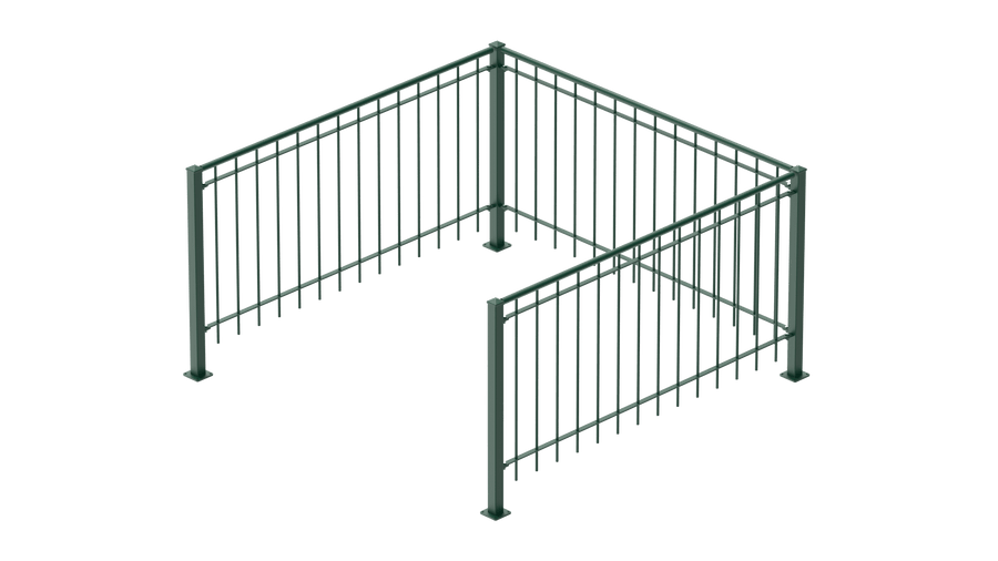 Geländer Ancona als 3D-Modell | Pulverbeschichtet Sonderfarbe RAL 6005 Moosgrün