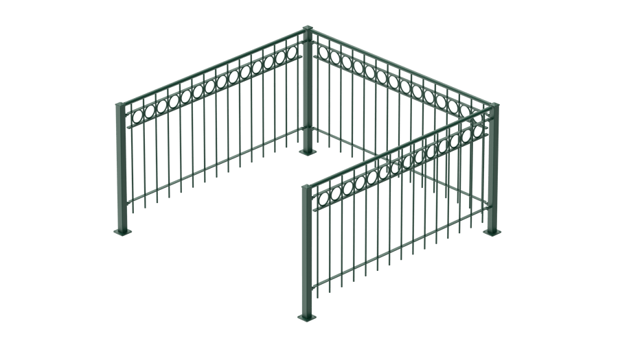Geländer Belluno als 3D-Modell | Pulverbeschichtet Sonderfarbe RAL 6005 Moosgrün