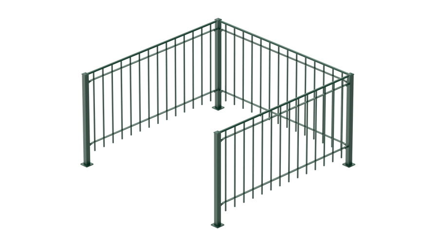 Geländer Padua als 3D-Modell | Pulverbeschichtet Sonderfarbe RAL 6005 Moosgrün