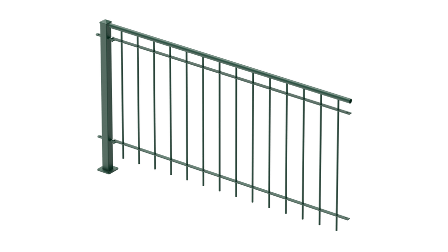 Geländer Ancona als 3D-Modell | Pulverbeschichtet Sonderfarbe RAL 6005 Moosgrün
