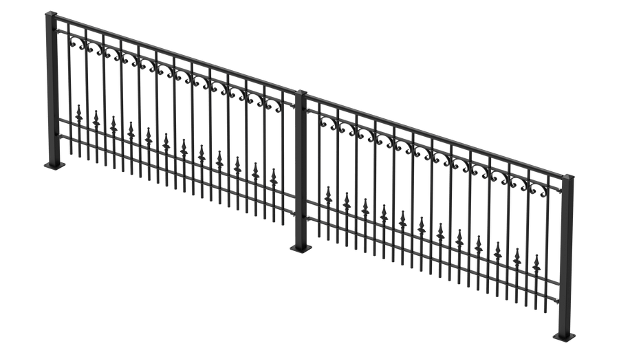 Geländer Lucca als 3D-Modell | Pulverbeschichtet Sonderfarbe RAL 9005 Tiefschwarz