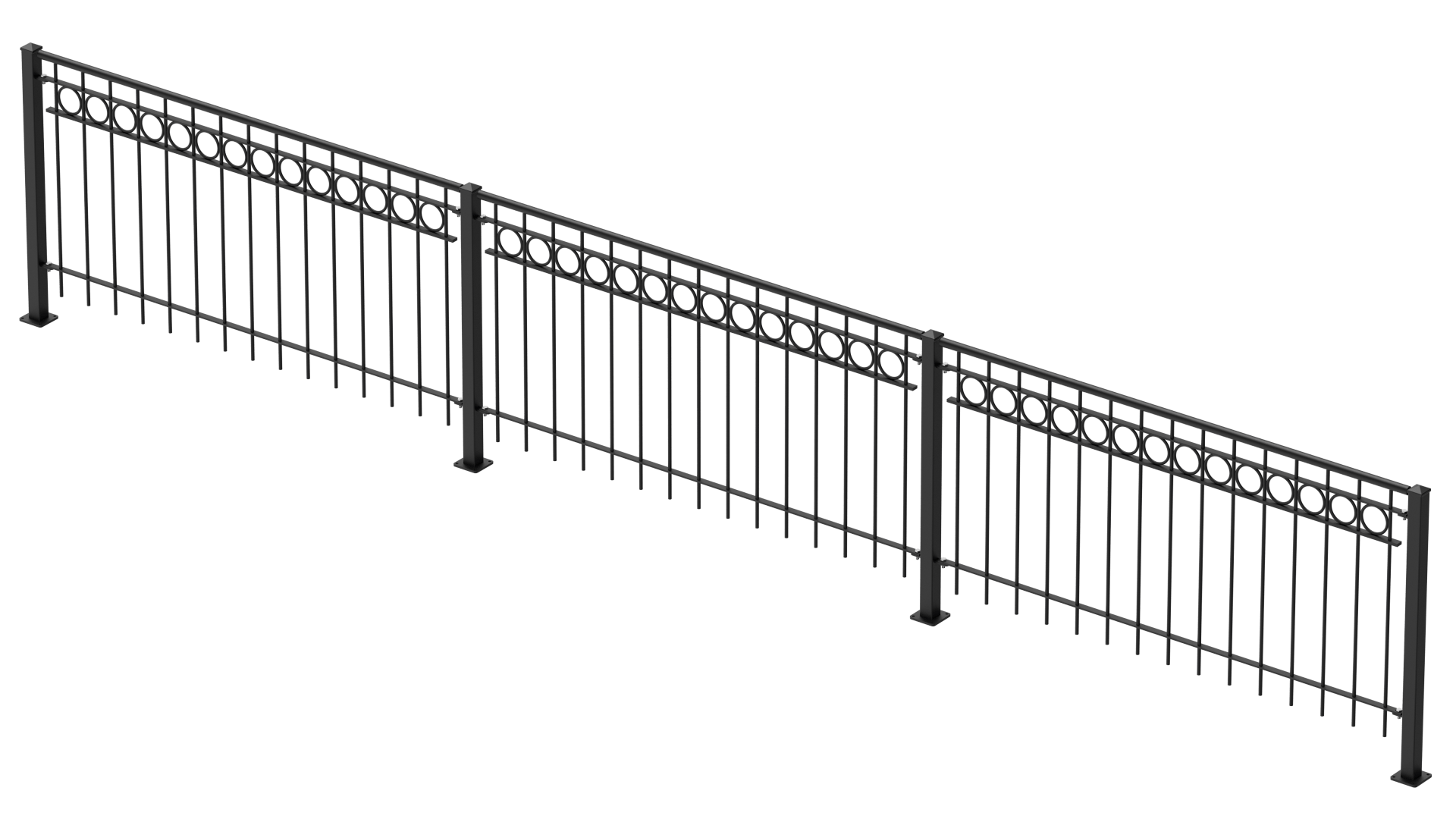Geländer Belluno als 3D-Modell | Pulverbeschichtet Sonderfarbe RAL 9005 Tiefschwarz