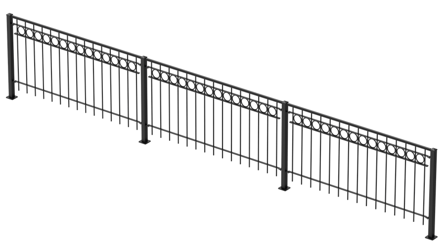 Geländer Belluno als 3D-Modell | Pulverbeschichtet Sonderfarbe RAL 9005 Tiefschwarz