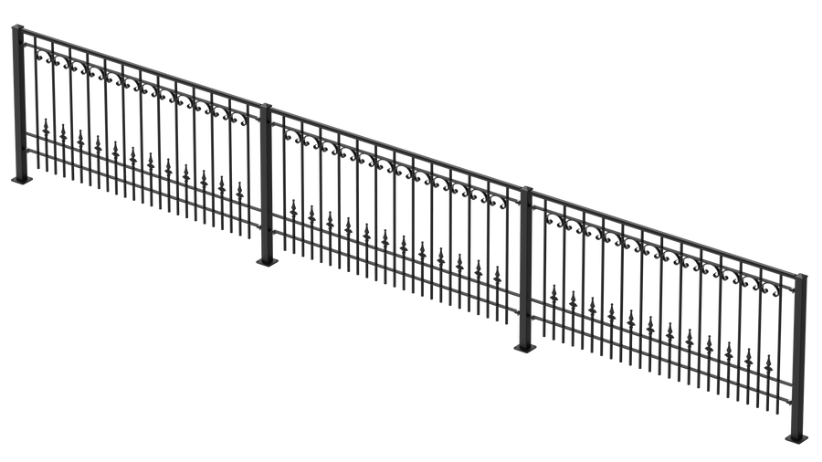 Geländer Lucca als 3D-Modell | Pulverbeschichtet Sonderfarbe RAL 9005 Tiefschwarz