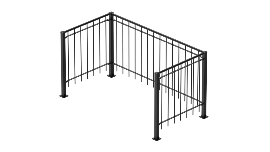 Geländer Ancona als 3D-Modell | Pulverbeschichtet Sonderfarbe RAL 9005 Tiefschwarz