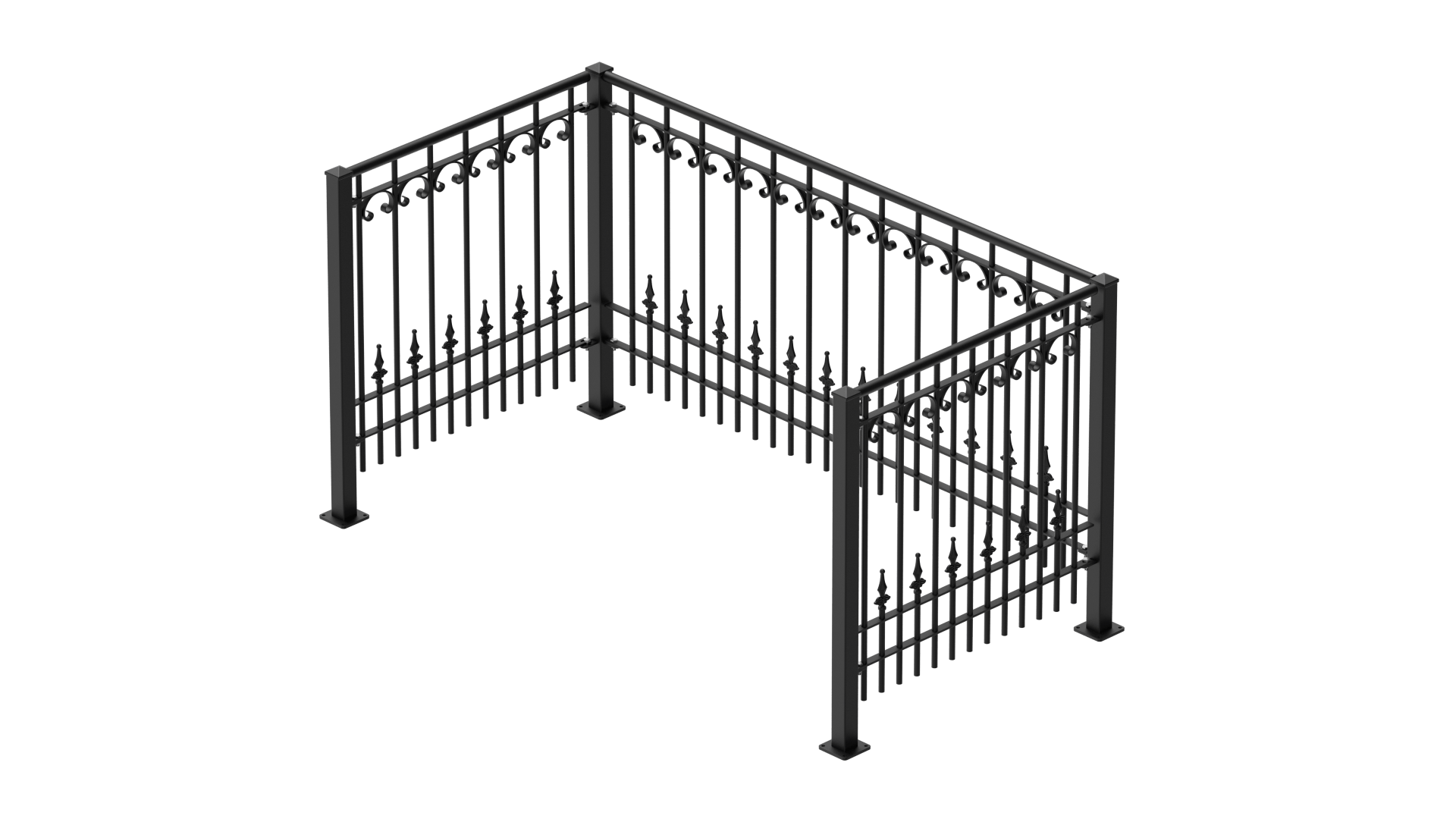 Geländer Lucca als 3D-Modell | Pulverbeschichtet Sonderfarbe RAL 9005 Tiefschwarz