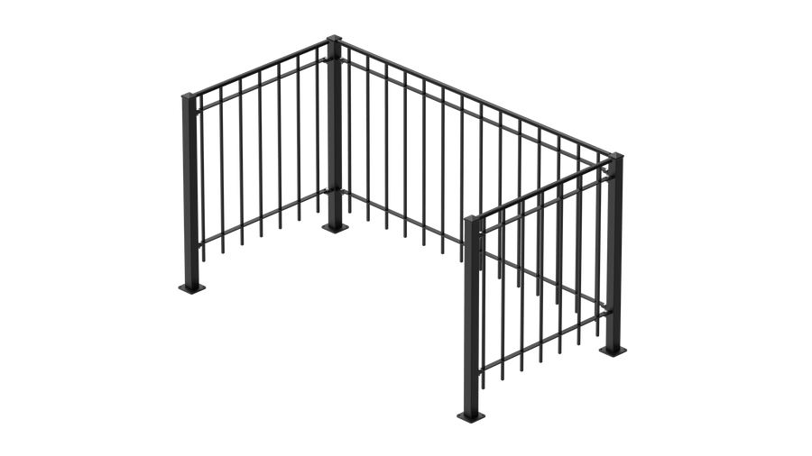 Geländer Padua als 3D-Modell | Pulverbeschichtet Sonderfarbe RAL 9005 Tiefschwarz