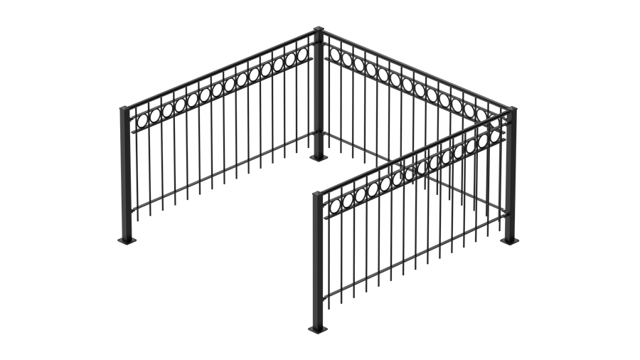 Geländer Belluno als 3D-Modell | Pulverbeschichtet Sonderfarbe RAL 9005 Tiefschwarz