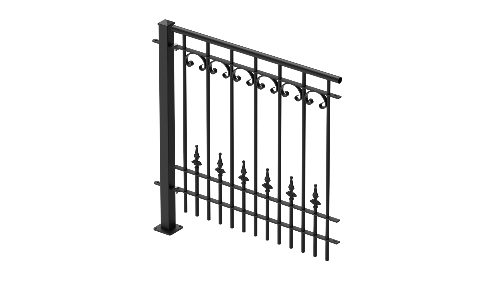 Geländer Lucca als 3D-Modell | Pulverbeschichtet Sonderfarbe RAL 9005 Tiefschwarz