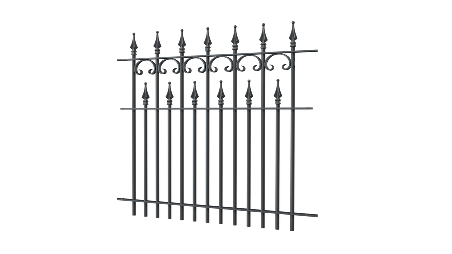 Zaun Lugano 96cm als 3D-Modell | Pulverbeschichtet anthrazit
