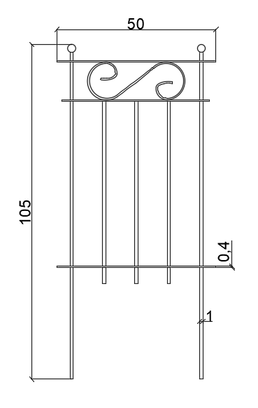 Steckzaun Balerna als bemaßte Zeichnung