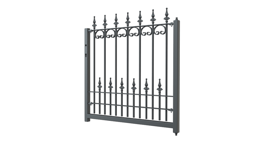 Gartentor Lucca als 3D Modell | Pulverbeschichtet Sonderfarbe RAL 7016 Anthrazitgrau