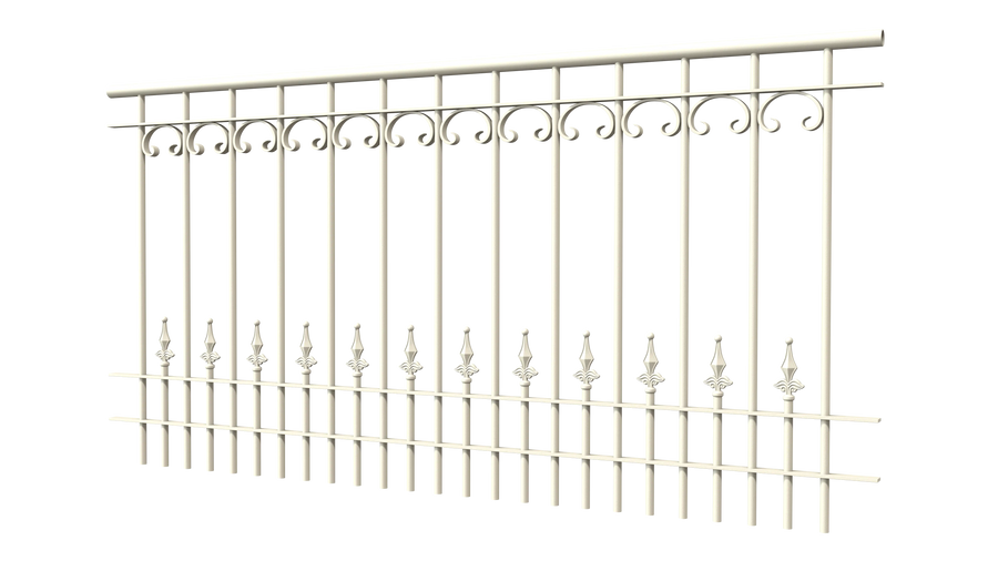 Geländer Lucca als 3D-Modell | Pulverbeschichtet Sonderfarbe RAL 9010 Reinweiß