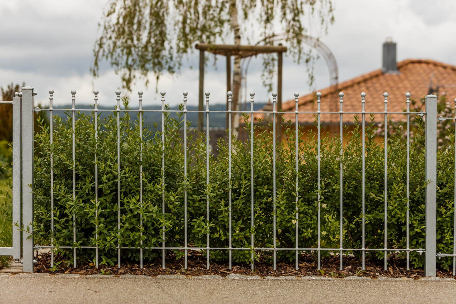 Zaun Ancona vor einer Hecke | Feuerverzinkt